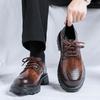 Туфли дерби мужские на платформе с завышенной талией, с круглым носком, в британском стиле, с высоким берцем, с большим носком, повседневные низкие кожаные туфли Martin 25005-R