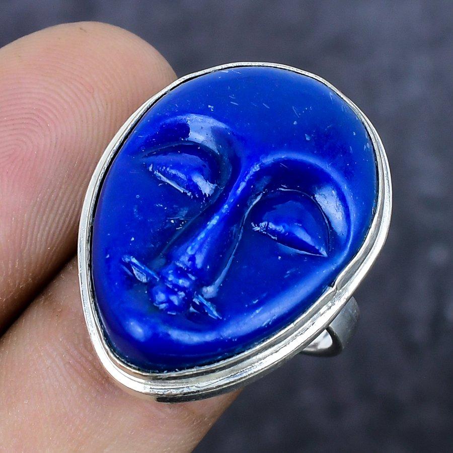 Камея Драгоценный камень Ручная работа 925 Стерлинговое серебро Ювелирное кольцо Размер 8 y3b82