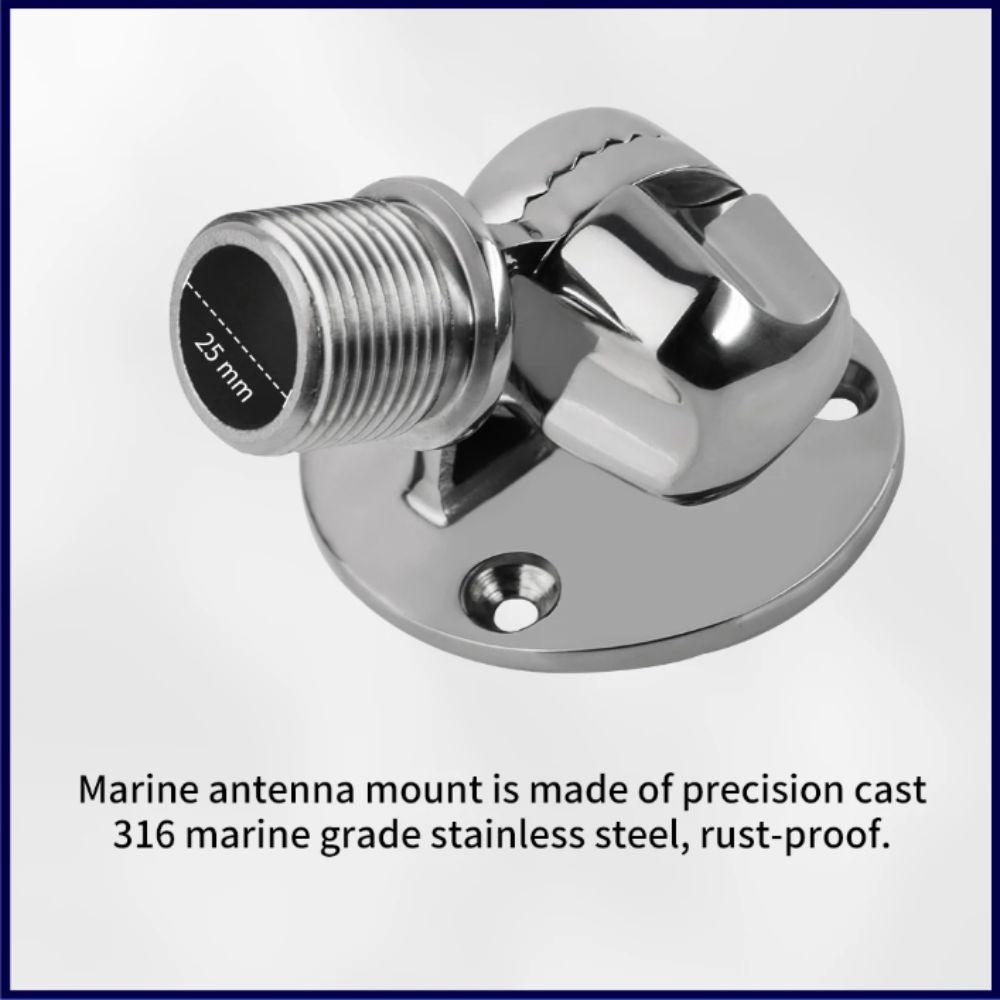 25mm Diameter Marine Antenna Mount 316 Stainless Steel Adjustable Antenna Mount Boat Hardware
