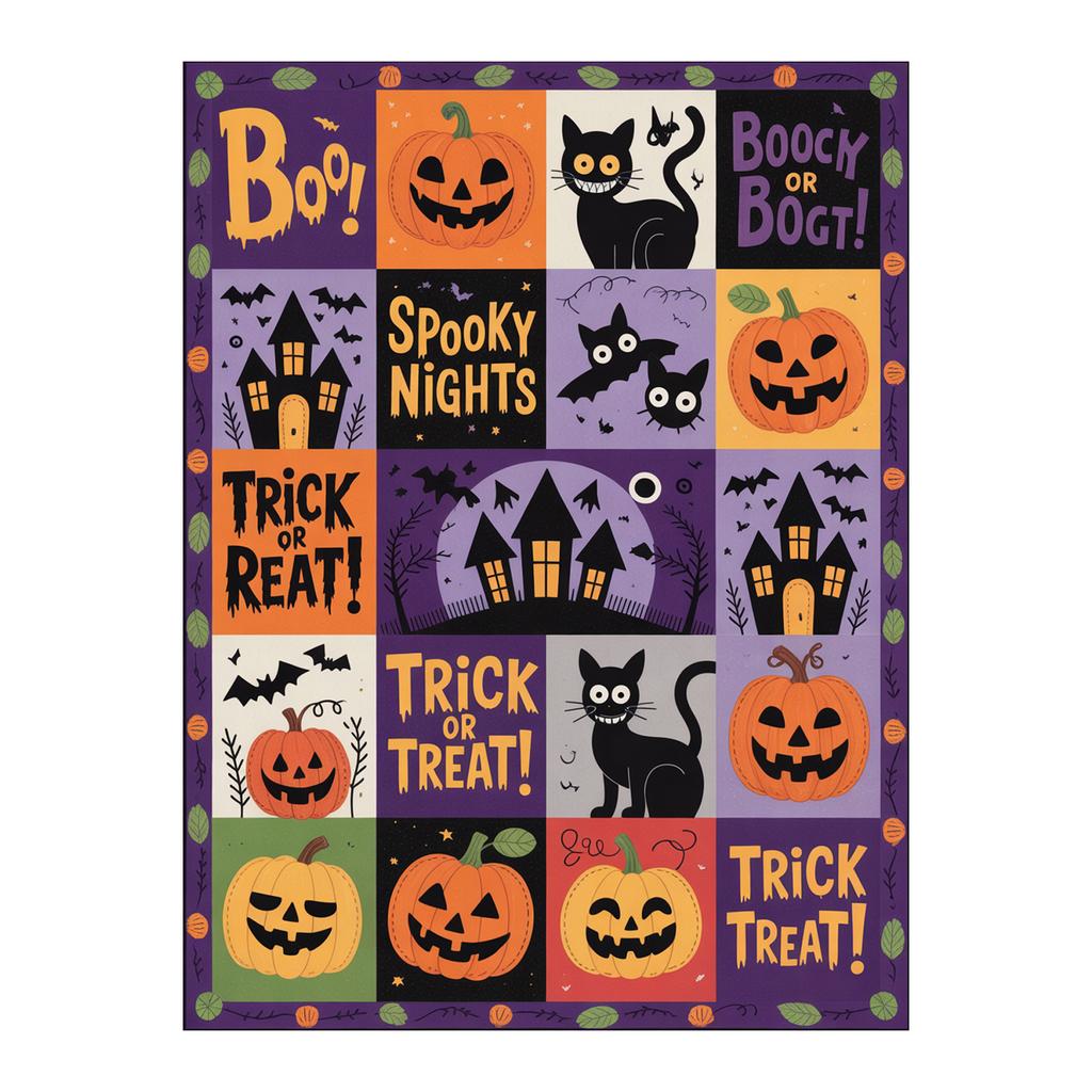 Halloween Print Pumpkin Castle Blanket Flannel Blanket Throw Blanket