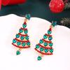 Zinc Zinc Alloy Christmas Tree Stud Earring Rhinestones Xmas Tree Ear Drop Christmas Tree Earring  Party