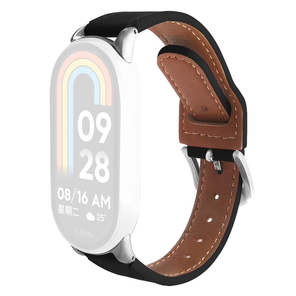 Ремешок для часов Xiaomi Smart Band 9 NFC/9/8 NFC/8 из микрофибры с кожаным ремешком и серебряной пряжкой