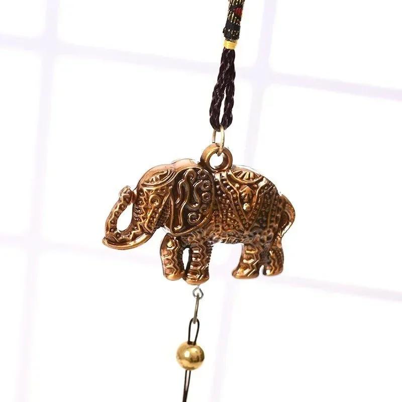 Vintage Metal Wind Chime Double Fish Elephant Pendant Home Decoration Wind Chime Pendant Metal Wind Chime Crafts Room Decoration