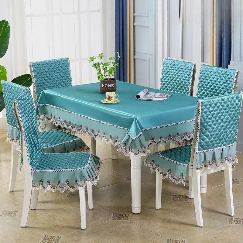 Легкий роскошный волнистый кружевной чехол на стул, утолщенная тканевая подушка для обеденного стола, европейский стиль, большой цветочный скатерть, чехол на стул