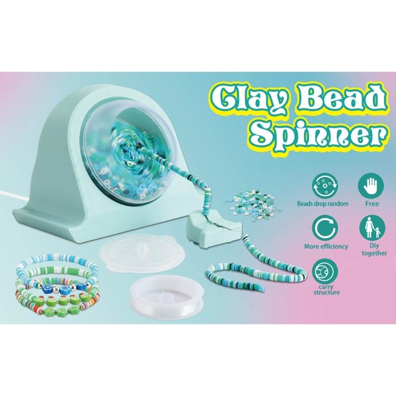 Automatic Clay Bead Spinner Bowl with Thread Beading Tool Bead Easy to Use Beads Stringing Machine DIY Crafters Supplies