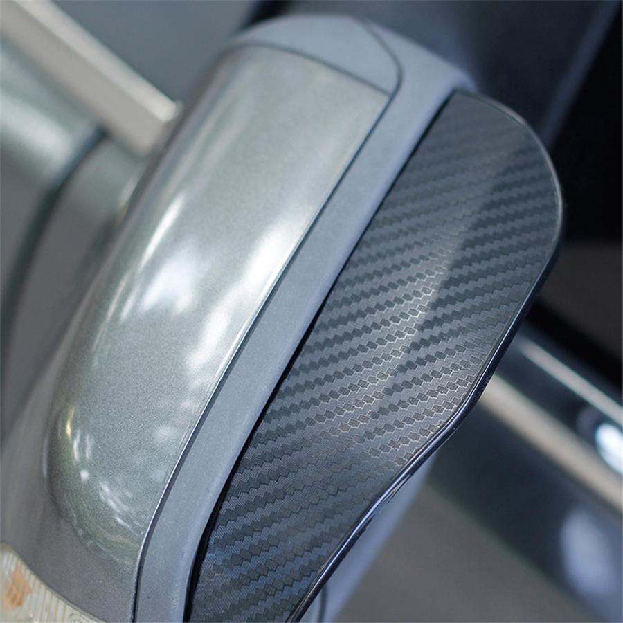 2Pcs Car Rear View Mirror Rain Shield Cover Mirror Rain Guard Carbon Fiber Style
