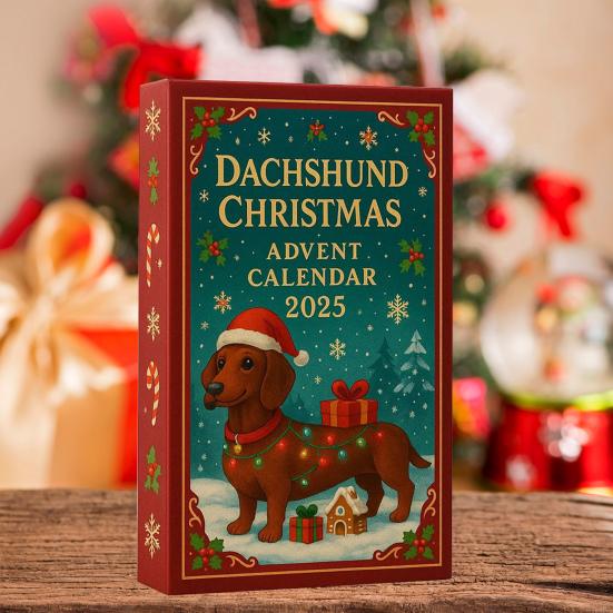 2025 Рождественский адвент-календарь Такса 24 дня Акриловое украшение на собачью тематику Обратный отсчет Уникальный подарок