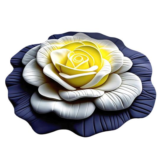 Peony Floor Mat 3D Visual Effect Floral Rug Absorbent Bathroom Mat