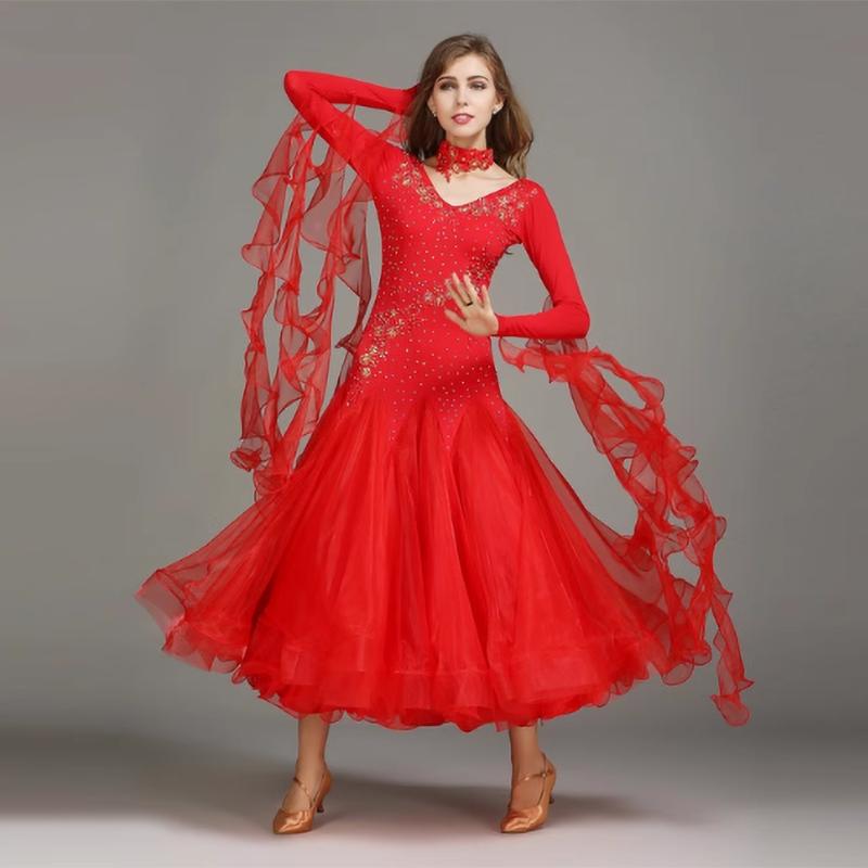 Платье для бальных танцев женское одежда для современных танцев с длинным рукавом дешевые костюмы