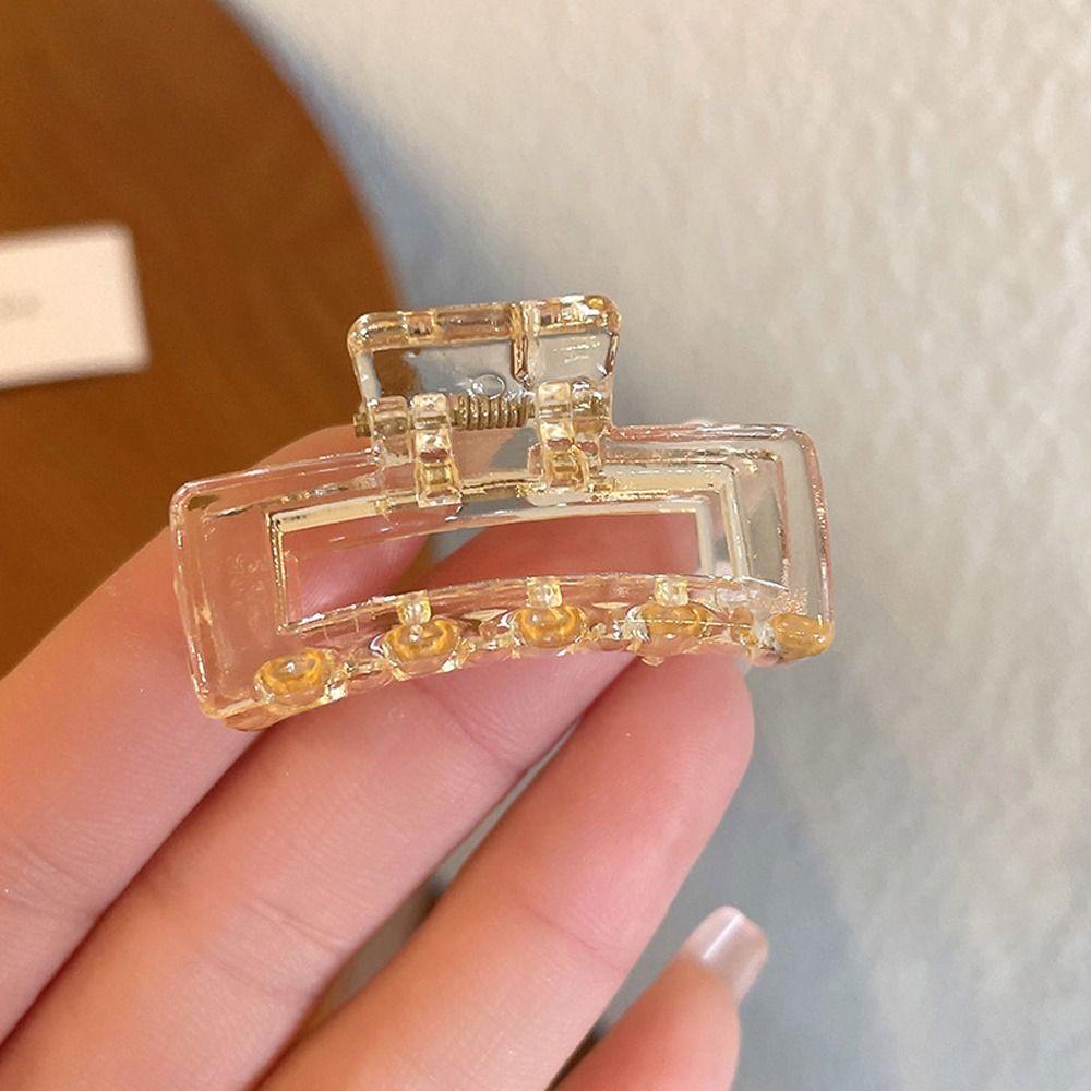 Прямоугольная прозрачная заколка-акула, маленькая полая заколка для волос, модная мини-заколка для волос, ежедневная