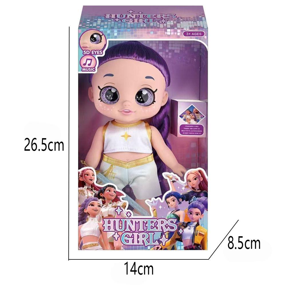 Hot Demon Hunters Fashion Doll with Purple Braids Interactive Music Doll with 5D Eyes Pet Toy Perfect Play Set Gifts for Childs