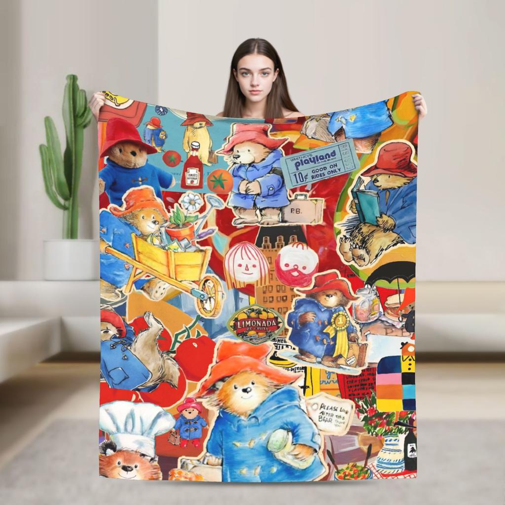 Blankets Britain Paddington Brown Bear Throw Blanket Flannel Bedspread For Couch Chair Sofa Bed Fluffy Sofa Bed Cover