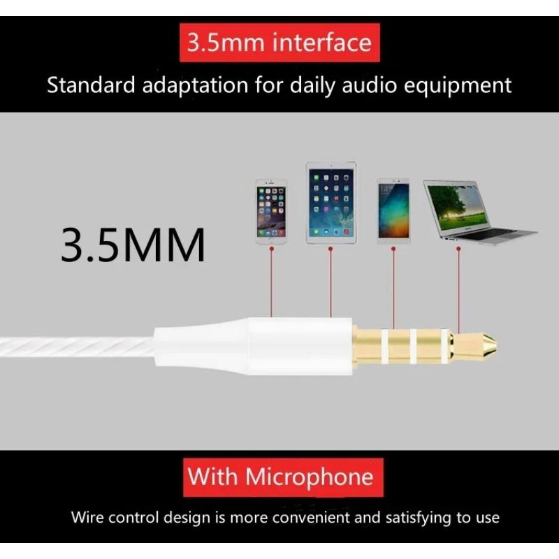 3.5mm Wired Earphone In Ear Headset HIFI Heavy Bass Earbuds Monitor Sports Headset Stereo Music Gaming Headphone with Microphone