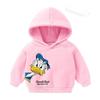 Stylish Kids Hoodie Pullover, Timeless Cartoon Duck Figure With Vintage Text Art Graphic Sweatshirt, Autumn Winter Casual Long Sleeve Top for Children