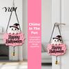 Festive Entrance Hanging Bell Halloween Cute Witch Hat Ghost Door Sign, Wooden Decoration, Decorative Skull Doorbell Pendants for Indoor Outdoor Home