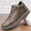 Модные нескользящие универсальные мужские кроссовки на шнуровке из натуральной кожи повседневная обувь с высоким берцем для ходьбы теплые зимние мужские ботильоны кроссовки