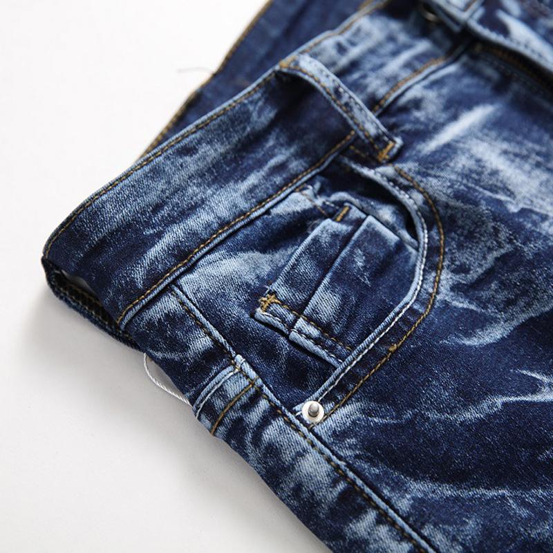 Мужские джинсы, модные брюки, европейские и американские рваные джинсы, хлопковые брюки с принтом, тонкие джинсы высокого качества для мужчин