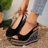 New Women's Sandals Wedge Sandals Black High-Heel Buckle Closure Platform Sandals Women Shoes