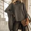 2024 Women's High-Neck Batwing Sleeve Knit Sweater for Autumn and Winter