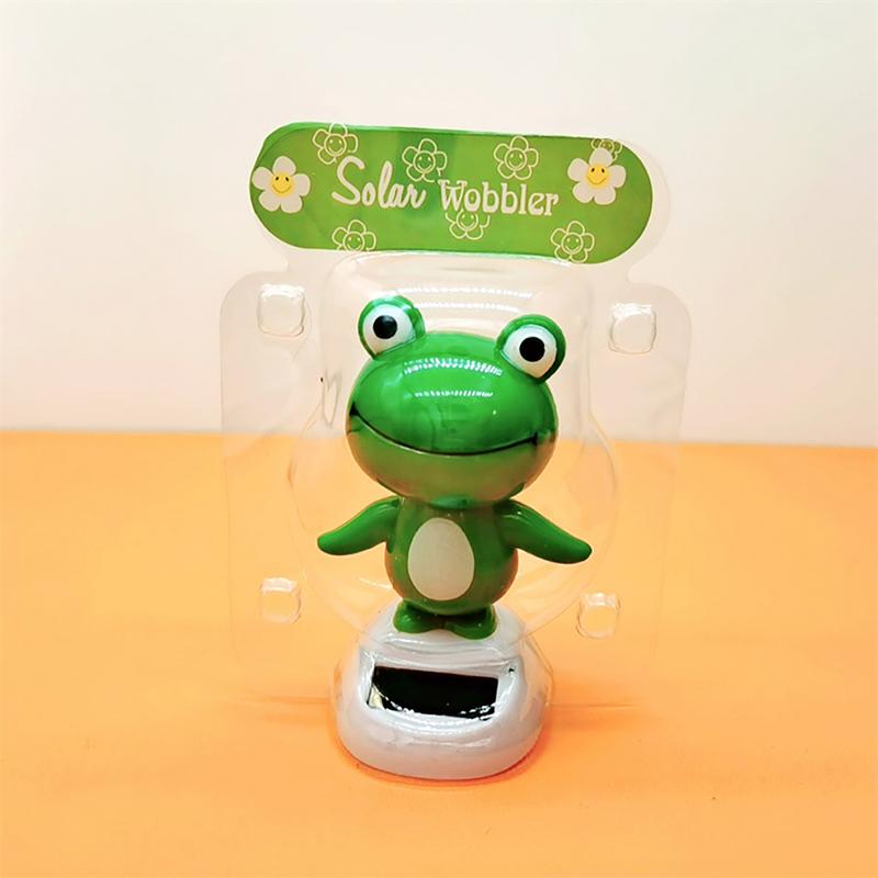 Solar Powered Dancing Frog Car Dashboard Decoration Shake Head Frog Auto Interior Ornaments Car Swinging Bobble Head Frog Deco