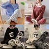 Thickened Warm Women Pajamas Set Long-Sleeved Autumn and Winter Warm Cartoon Bear Coral Velvet Sleepwear