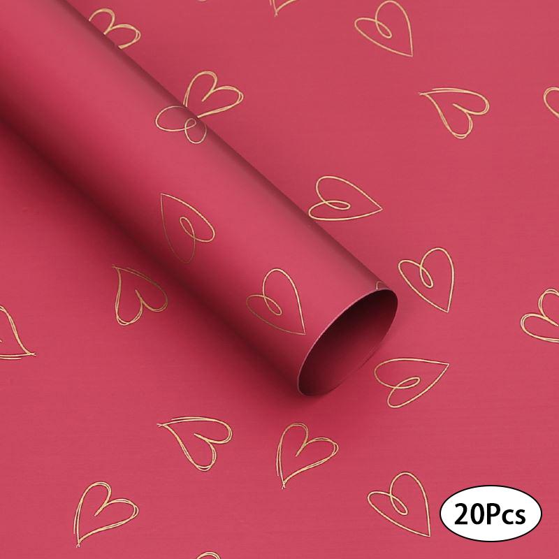 20 листов цветочной упаковки, водонепроницаемая подарочная упаковочная бумага, пластиковая бумага с принтом любви