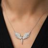 Women's Silver Color Winged Zircon Stone Necklace Jewelry Accessory Gift