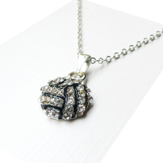 Unisex Rhinestone Basketball Rugby Soccer Pendant Chain Necklace Jewelry Gift