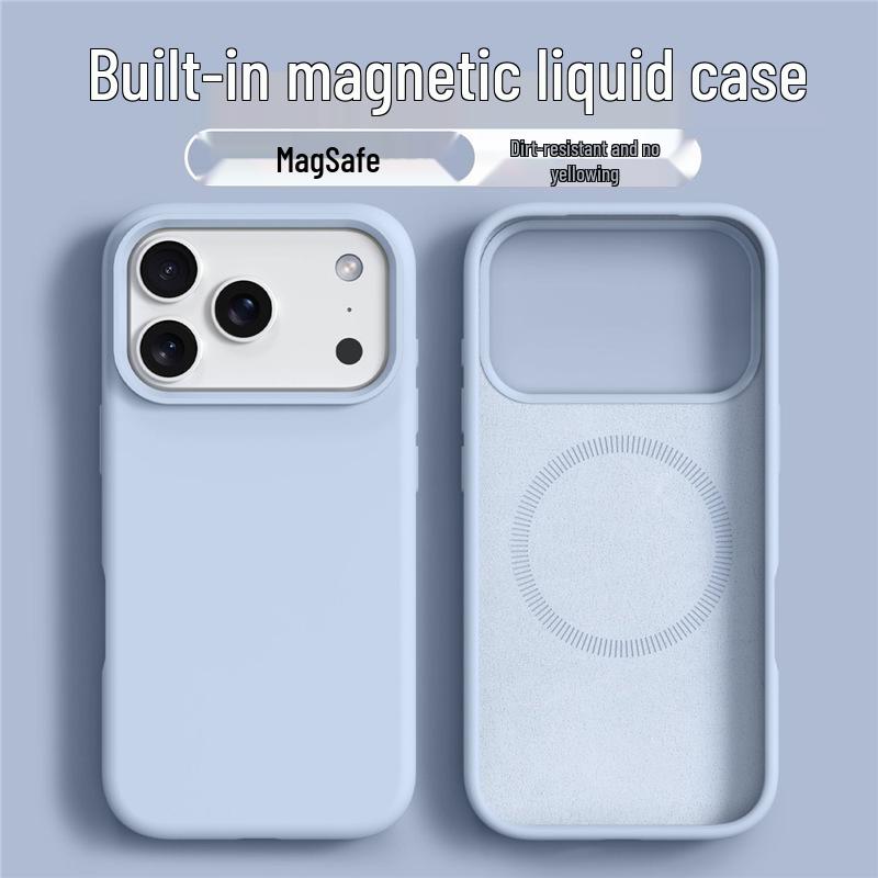Магнитный чехол из жидкого силикона для iPhone 16 Pro Max – Полное покрытие, Новый дизайн с большим отверстием