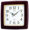 Clock RX211B Analog Wall Clock with Selectable Chime Strike Square Wooden Brown Radio-Controlled & Functions, Frame,