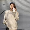 Women Spring Autumn Long Sleeve O Neck Striped Oversize T Shirt Blouse Top