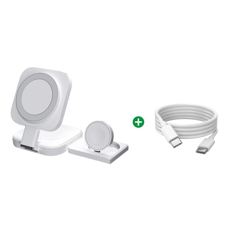 Складная магнитная беспроводная зарядка 3 в 1 для Apple, подставка для зарядного устройства Magsafe для iPhone 15 Pro 14 13 12 iWatch Airpods 2 3, зарядное устройство