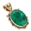 Emerald(Simulated) Handmade 925 Sterling Silver Gift Two Tone Pendant 1.50" L6f08