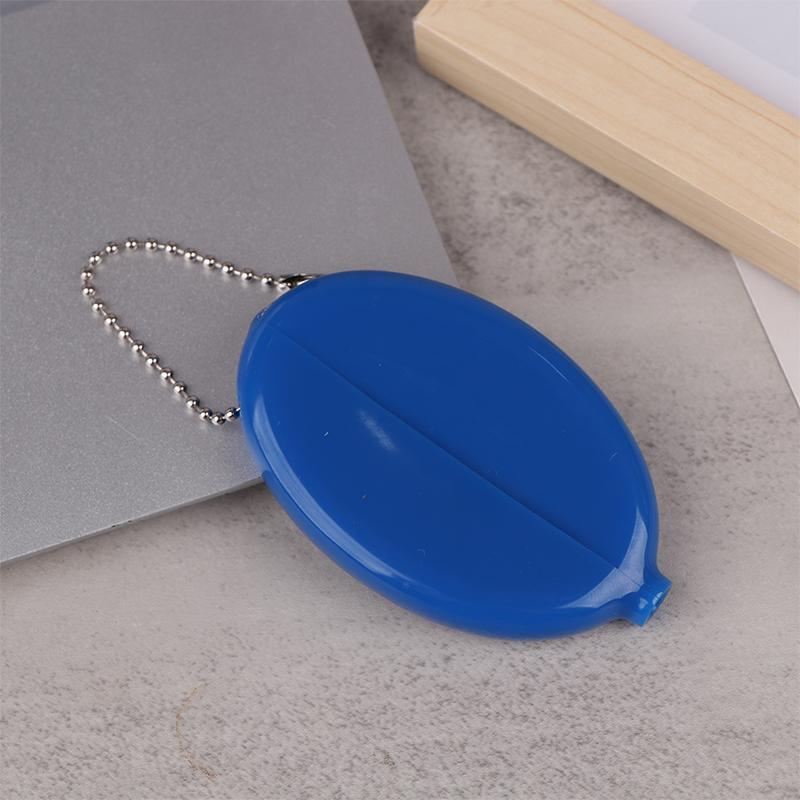Solid Color PVC Fashion Portable Bag Pendant Small Oval Coin Purse Mini Earrings Rings Storage Box With Chain