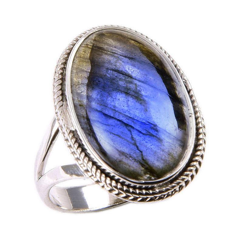 Натуральный драгоценный камень лабрадорит 925 пробы стерлинговое серебро ювелирное кольцо размер 6 I1u38