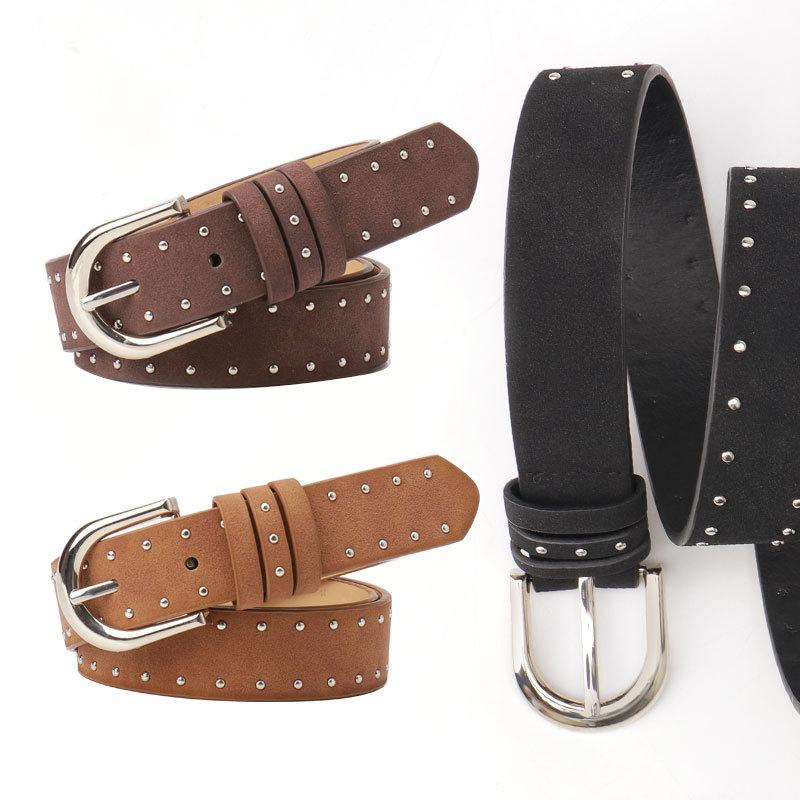Suede Belt Women'S Pressure Beads Western Style Women'S Belt Personalized Simple Pin Buckle Belt
