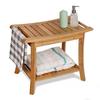 Bamboo Shower Bench Bathroom Waterproof Stool for SPA Wooden Spa Bath Deluxe Organizer Shower Stool for Inside Shower Waterproof