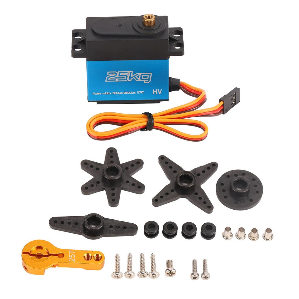Металлический сервопривод 25 кг Полностью цифровой Водонепроницаемый Вращение на 270 градусов с рычагом 25T для ЧПУ