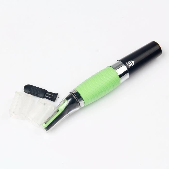 Tondeuse nez et oreilles en acier inoxydable Gris et vert avec brosse de nettoyage, 15 cm, 65 g