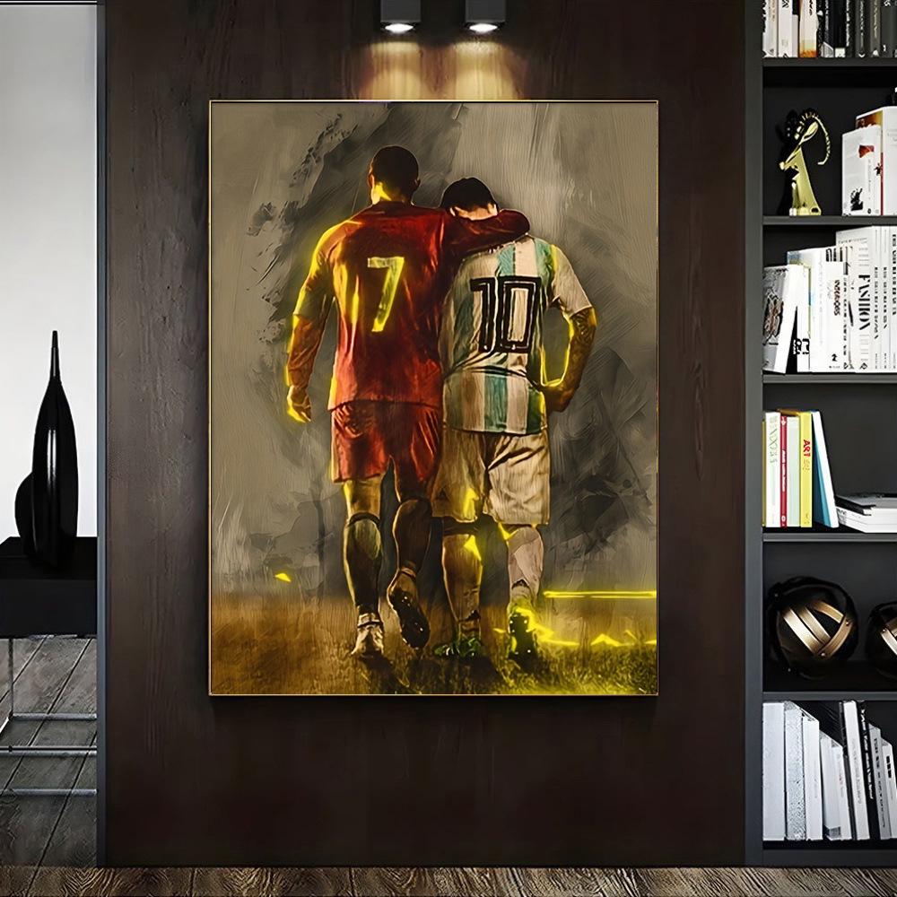 Modern Art Football Canvas Poster: Bright Red & Green Jersey for Bedroom, Living Room, or Office Decor