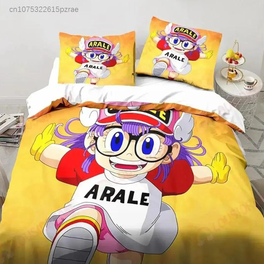 Мультяшный DR S-Slump Арале Аниме Комплект постельного белья Печатный комплект постельного белья с наволочкой Пододеяльник Мягкое постельное белье размера Queen King для дома
