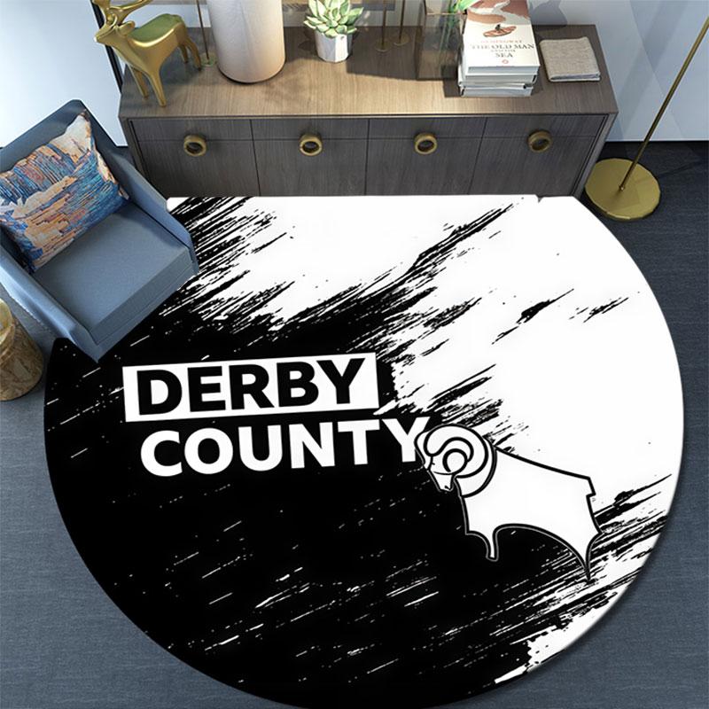 Круглый ковер с принтом Derby County FC, Нескользящий моющийся круглый ковер для гостиной, спальни, игровой комнаты, Декор для спортивного болельщика, Праздничный подарок на день рождения
