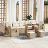 10-Piece Garden Sofa Set with Beige Cushions Poly Rattan Acacia, 3-Piece Garden Dining Set 3363681