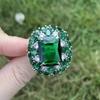 Luxury On The Run Forest Princess Square Diamond Simulation Emerald Group Set Green Nano Treasure Living Ring