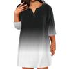 Women's Fashion Plus Size V-Neck Seven Sleeve Casual Printed Loose With Pockets Dresses