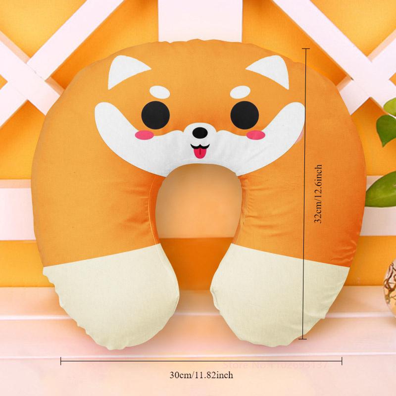 Милая мультяшная подушка для шеи в стиле INS, U-образная надувная подушка с изображением панды, радужного облака и фруктов для детей, взрослых, друзей семьи