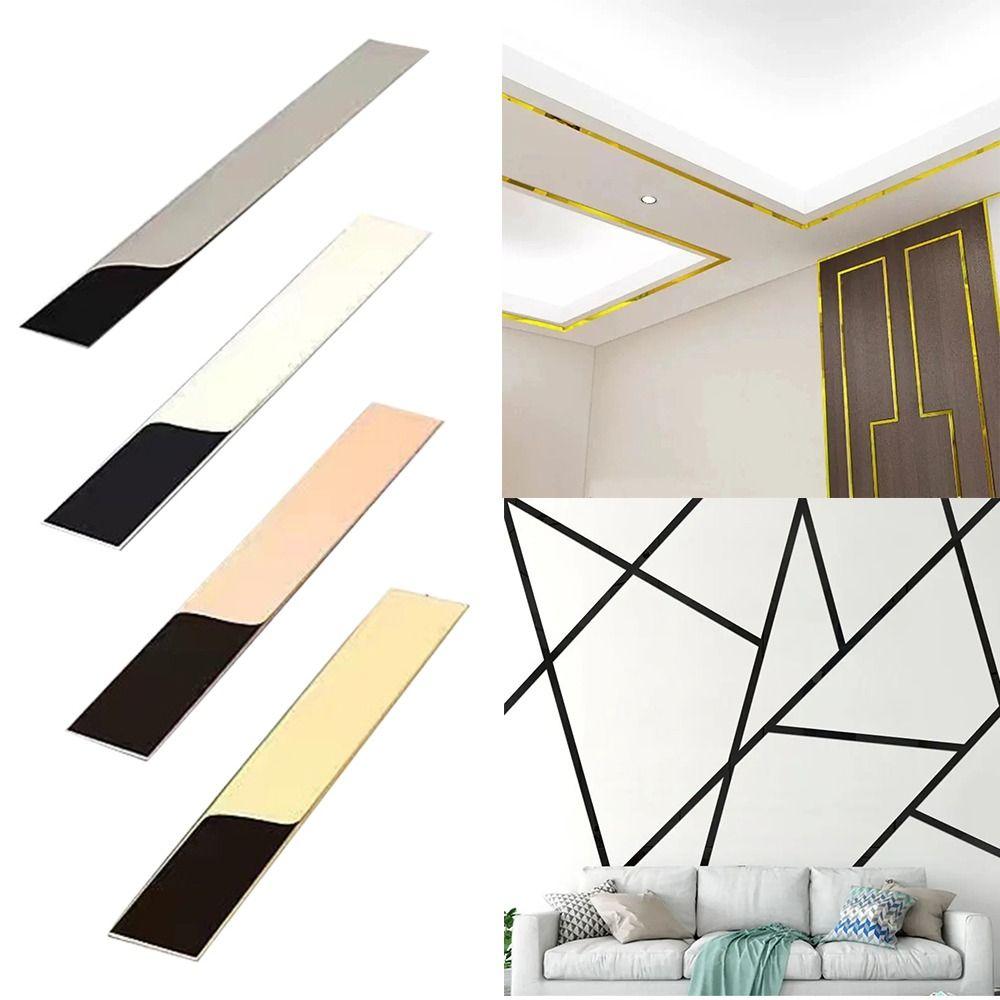 3-метровая зеркальная настенная наклейка на талию, мебельная настенная наклейка из нержавеющей стали, плоская декоративная линия