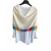 Soft Draped Gauze Shawl Rainbow Border Beach Scarf New Tassel Shawl  Women Fashion