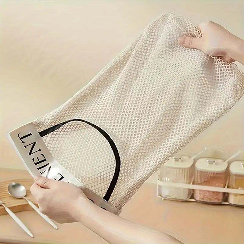 Wall Mount Mesh Storage Bag Garbage Bag Holder Plastic Shopping Bags Dispenser Sundries Bag Net Storage Grocery Bag Organizer