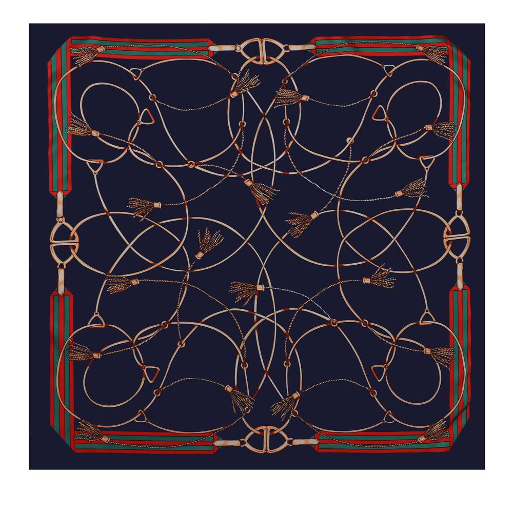 Весенне-летний новый сто-цепной шарф 90*90, большой квадратный шарф, шелковый шарф, женский классический шарф с принтом в стиле ретро, ​​платок на голову